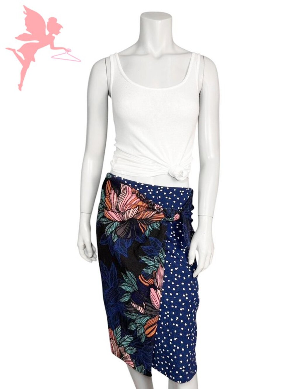 MAEVE Petal Pop Polka Dot Faux Wrap Bodycon Pencil Skirt